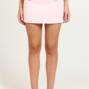 FLORENCE MINI SKIRT - FAUX POCKET A LINE SKIRT IN PALE PINK